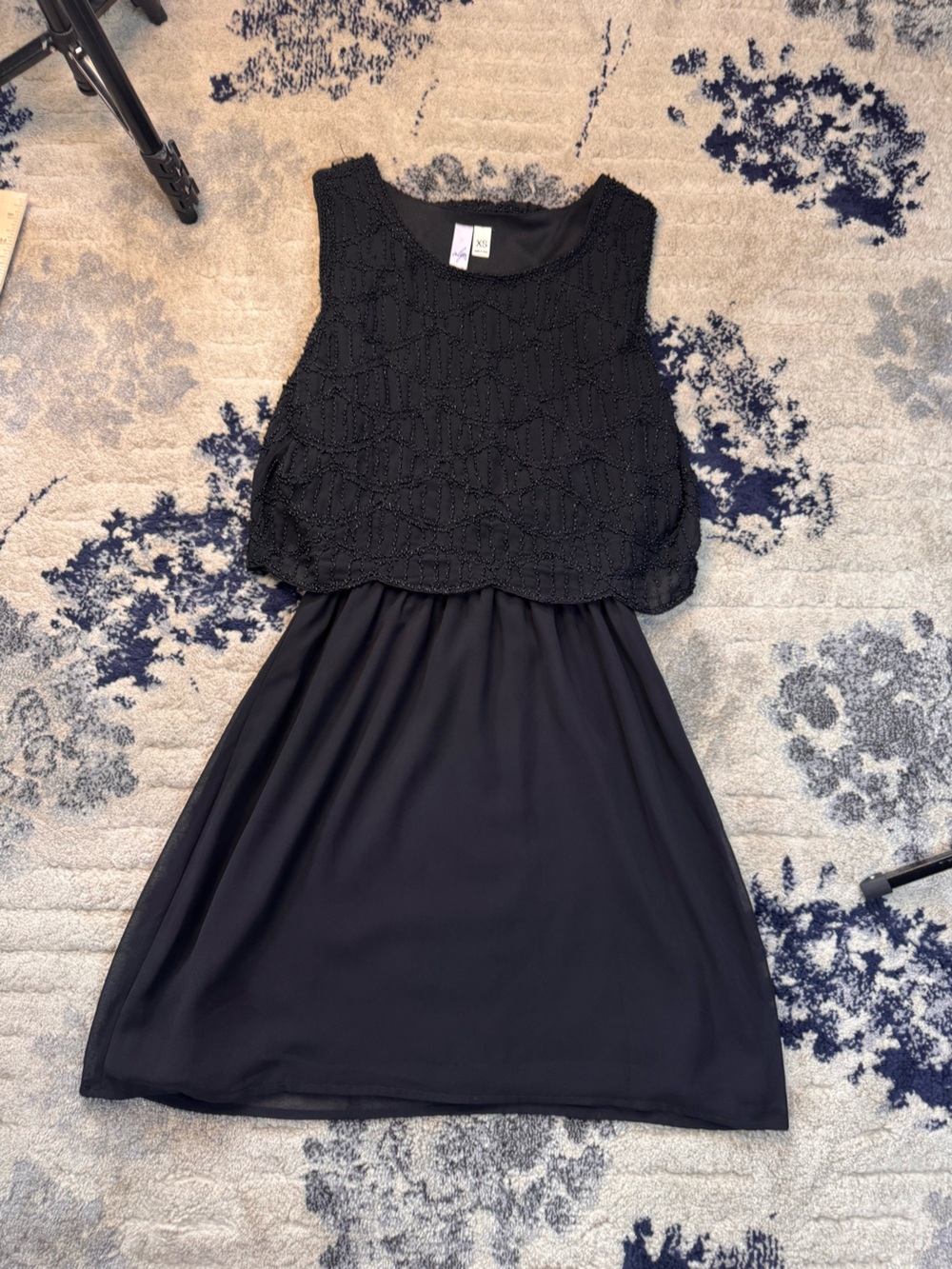 Alya Black Beaded Overlay Formal Dress
